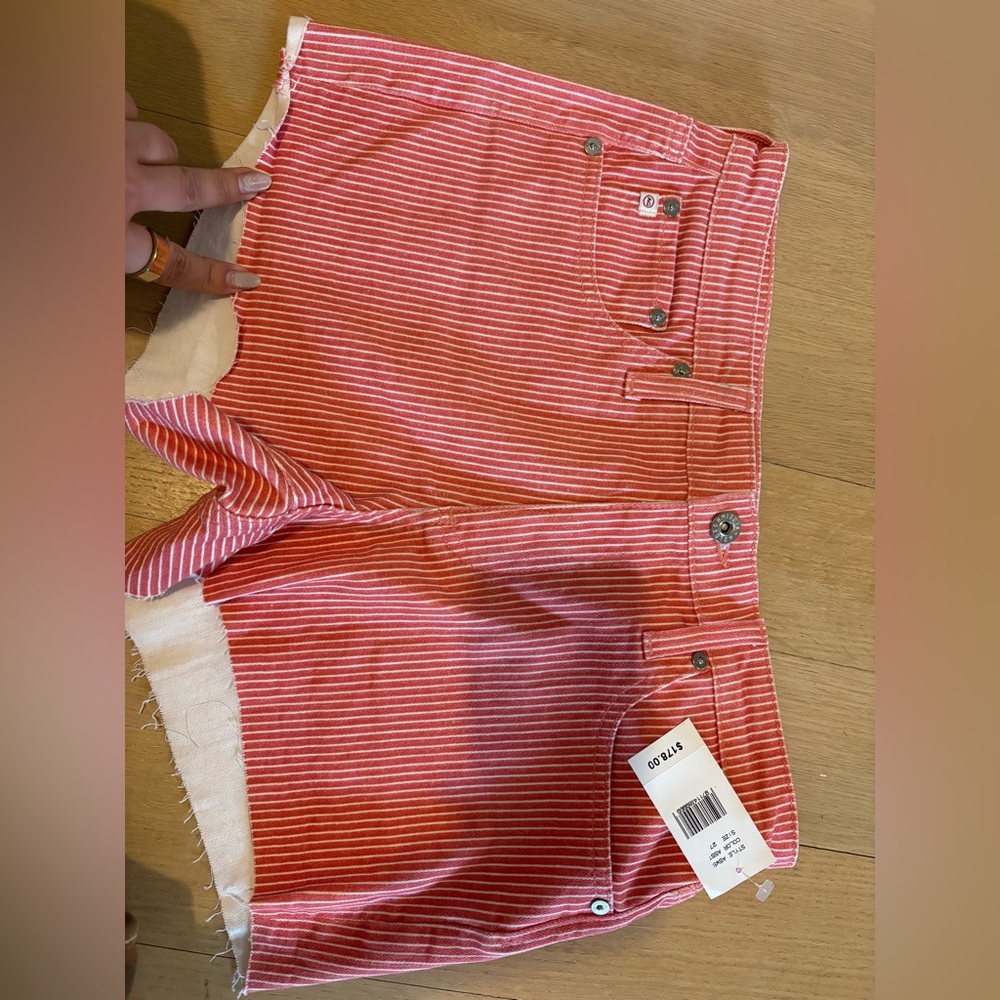 AG Adriano Goldschmied Vintage Red Striped cut-off Jean Shorts - NWT - size 26